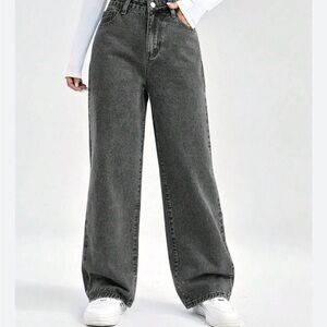 SHEIN EZwear Women Loose Wide Leg Jeans With Pockets For Daily Casual